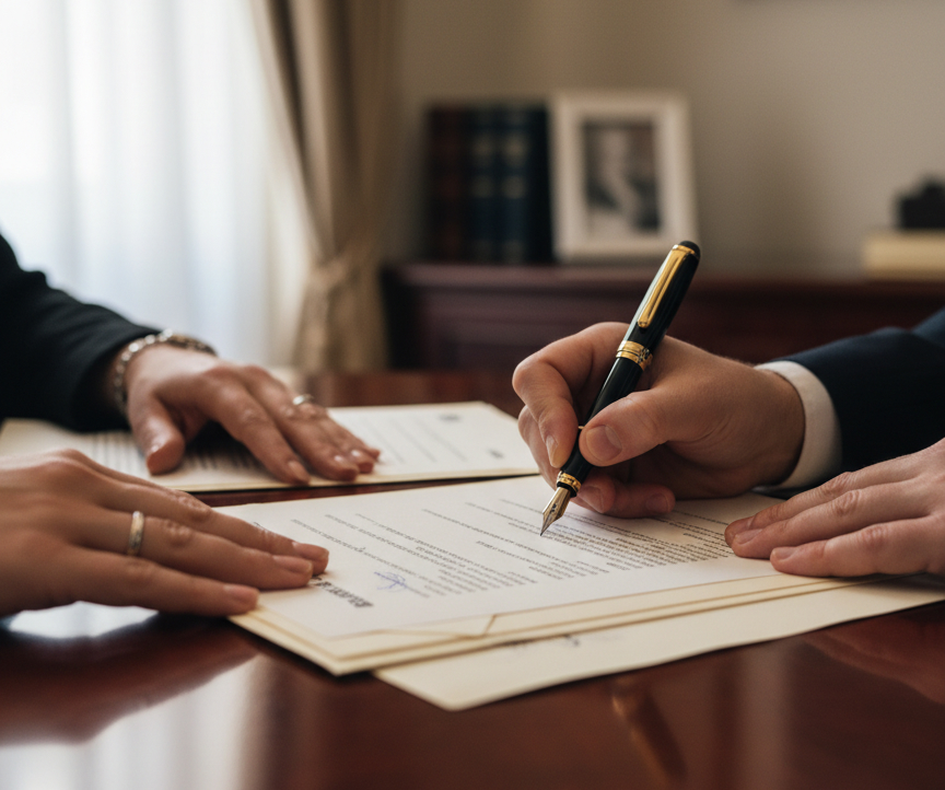 Приватний нотаріус у центрі Харкова процес підписання офіційних документів